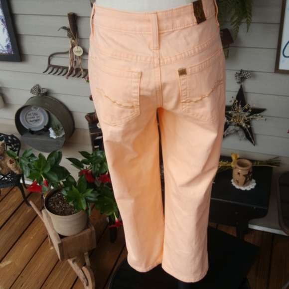 AURA ♡ Gorgeous Vintage Thick Cotton Peachy Orange Cropped Pant Capris 2P Avg - Picture 13 of 17